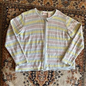 Liz Claiborne Russ Pastel Striped Zip Cardigan
